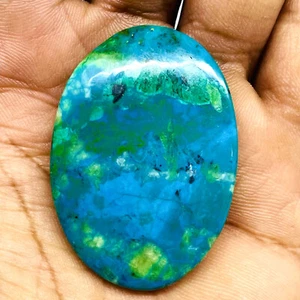 Crisocolla Malachite Naturale 87 Cts 44x32mm Ovale Enorme Pietra Preziosa Cabochon - Foto 1 di 13