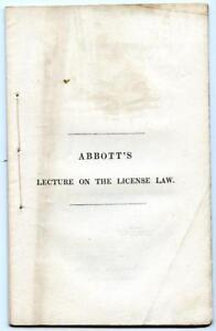 1838 Book John Abbott Lecture on the License Law Boston Massachusetts Temperance
