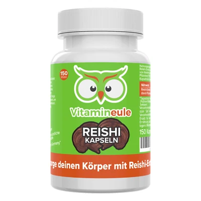 Reishi Pilzextrakt Kapseln mit 667 mg 15:1 Extrakt - vegan - Vitamineule - Bild 1 von 4