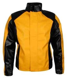 InFamous 2 Cole MacGrath Genuine Leather Jacket Yellow & Black Color Jacket - Picture 1 of 5