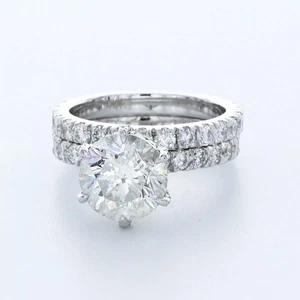 Verlobungsring Set 14K Weißgold Halo 6,44 Karat runder laborgezüchteter Diamant G SI1 - Bild 1 von 5
