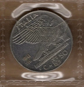 A561: Münze Coin Königreich Italien - Vittorio E III: 50 Cent Kaiserreich 1941 XIX - Bild 1 von 1