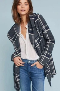 Field Flower Anthropologie Glencoe 100 % Wolle Longline Cardigan Jacke Kapuze XS - Bild 1 von 11