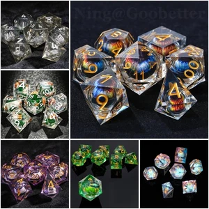 RPG Würfel Set 7tlg Flüssigkern Spielwürfel DND D&D DSA Rollenspiel Tabletop W20 - Picture 1 of 24