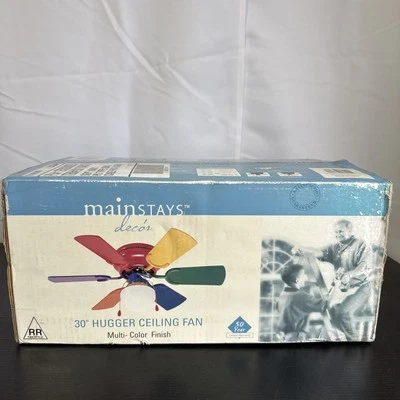 Retro Mainstays 30” Hugger Ceiling Fan Multi-Color Rainbow - Image 1 of 4