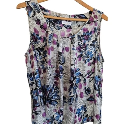 Top floral sin mangas - morado y azul talla grande. Foto 1 de 4