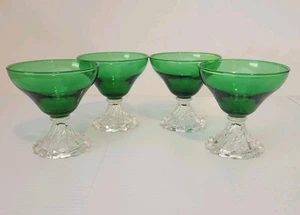 Anchor Hocking Burple Boopie Green Champagne Tall Sherbet Glasses Set of 4 - Picture 1 of 10