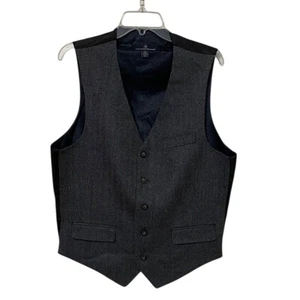 Hart Schaffner Marx Grey Herringbone Tweed Wool Suit Vest Mens Size Large Career - Picture 1 of 12