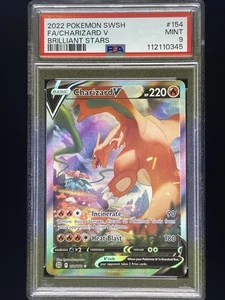 Pokémon Sword & Shield Brilliant Stars 2022 #154 arte completo/Charizard V PSA 9 - Imagen 1 de 2