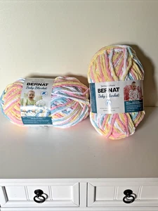 Lot of 2 New Baby Blanket Big Ball Yarn Pitter Patter Bernat Super Bulky #6 - Picture 1 of 8