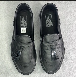 Vans Hombre 7/Mujer 8.5 Estilo 53 Sin Cordones Cuero Negro Con Borlas - Imagen 1 de 12