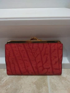 Vintage Geldbörse rot Leder/Wildleder Damen. Kreditkarten-/Scheckfächer fantastisch - Bild 1 von 11