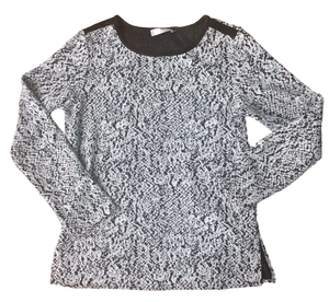 Natori Knit Jacquard Top in White and Black size Small - Picture 1 of 1