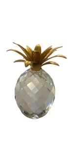 "Pisapapeles grande Swarovski cristal austriaco piña martillado hojas de oro 4""" - Imagen 1 de 7