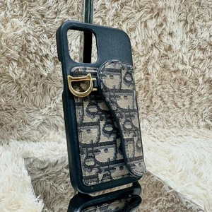 Christian Dior iPhone 12 Case Trotter Black Leather Canvas Authentic - Photo 1 sur 24