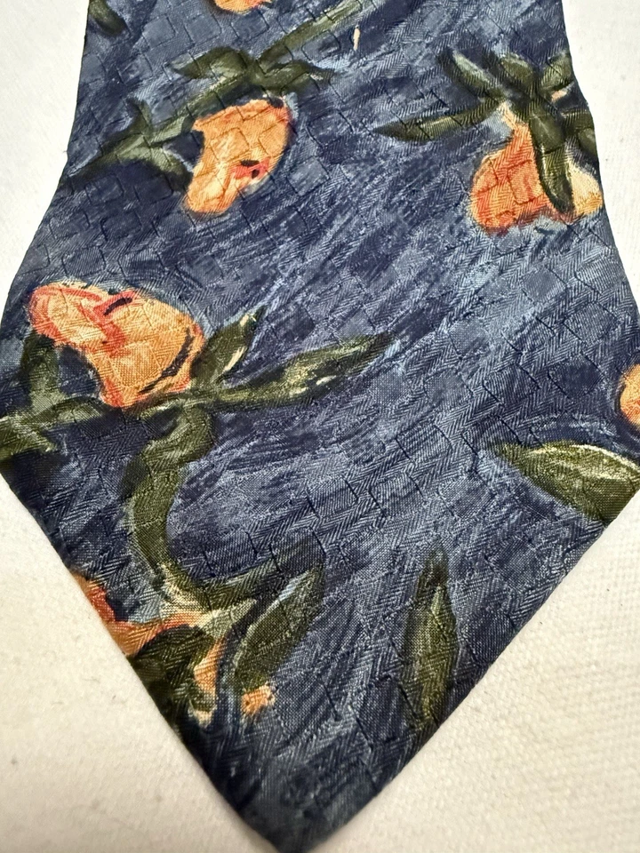 Ungaro Paris Tie Made in Italy 100% Silk Floral Blue Orange Designer Neckwear - Image 1 of 4
