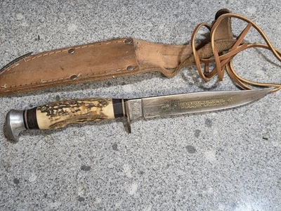 Vintage Othello, Solingen Germany, Anton Wingen JR Bowie Hunting Knife Stag - Image 1 of 4