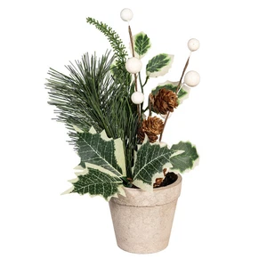 Shades of Green Faux Floral Table Decor Artificial in Wood Pot, 9"H - Picture 1 of 2