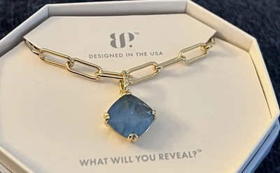 Collar Bomb Party Creado en Laboratorio Océano Azul Cuarzo Chapado en Oro Foto 1 de 2