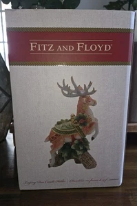 FITZ & FLOYD YULETIDE HOLIDAY DEER springender FIGUR Kerzenhalter NEU IM KARTON - Bild 1 von 10