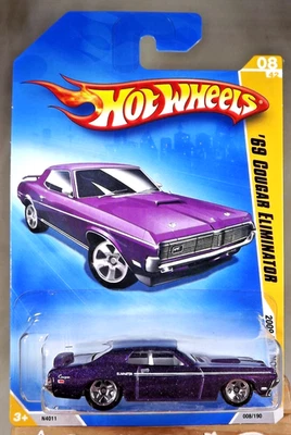 2009 Hot Wheels #8 New Models 8/42 '69 COUGAR ELIMINATOR Purple w/Chrome 5 Spoke - Image 1 of 4