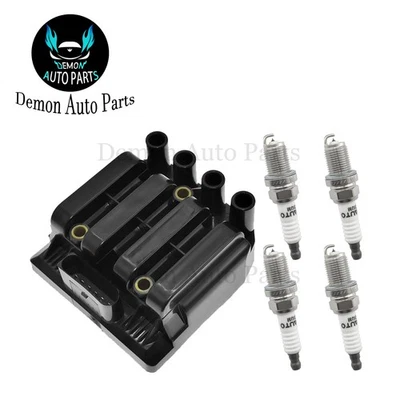 1pcs Ignition Coil and 4pcs Spark Plug For Volkswagen Jetta Base City 2.0L L4 - Image 1 of 4