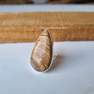 Cute Pitcher Jasper Gemstone Ring 925 Sterling Silver Wedding Gift Ring PG6419 - Picture 1 of 4