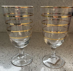 Kate Spade NIB Lenox Gold Trim Wine Glasses Melrose Avenue 9 oz Set/2 - Picture 1 of 10