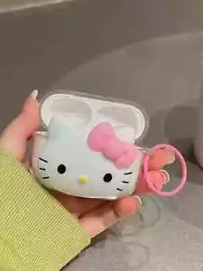 Sanrio KT Cat Custodia Silicone Trasparente per AirPods 1 2 3 Pro Pro2 4a Generazione - Foto 1 di 4