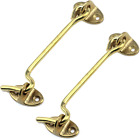 2Pcs 3.94" Golden Brass Privacy Hook and Eye Latch with Mounting Screws for Slid