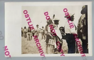Poplar MONTANA RPPC c1910 SIOUX INDIANS Assiniboine INDIAN CHIEF Medicine Lake - Picture 1 of 3