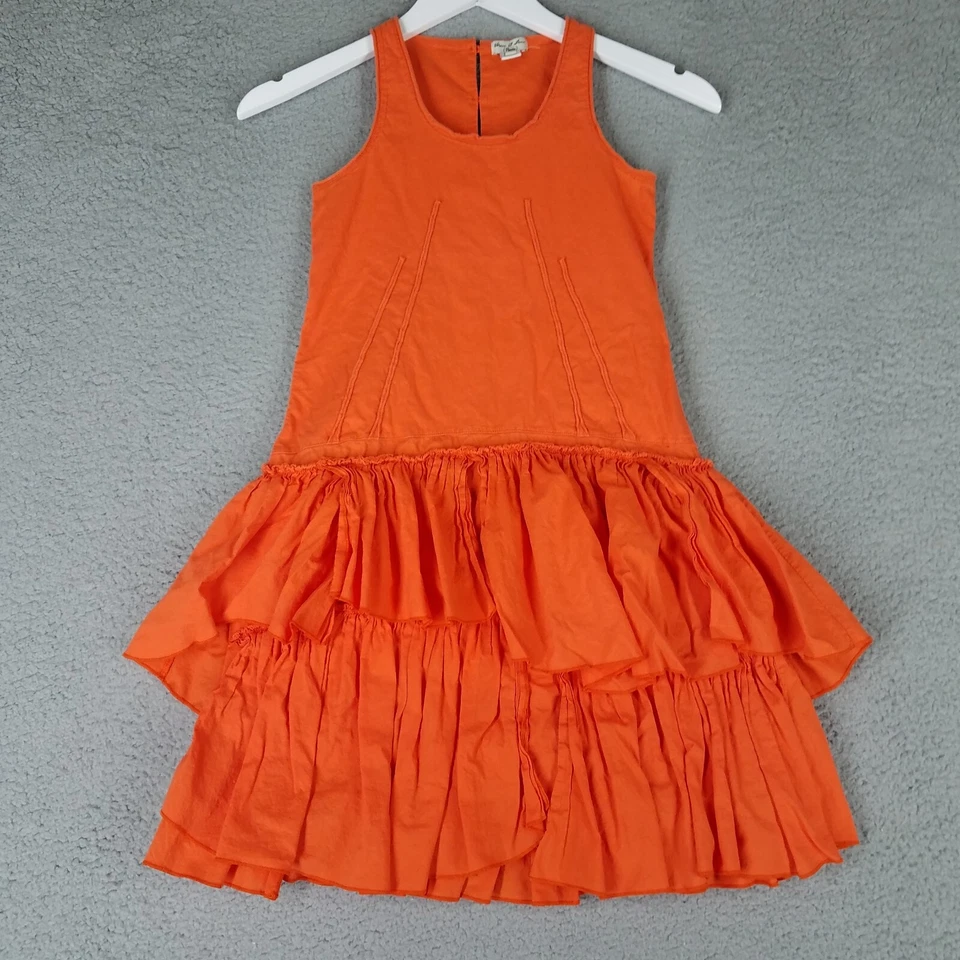 Eliane Et Lena Dress Girl's Kid's 10A Orange Midi Ruffled Tiered Boutique Flowy - Image 1 of 4