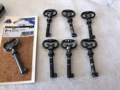 Lot De 7 Cles Baroque Meuble Porte Ancien Metal Decor Fer - Photo 1/2