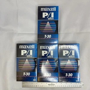 Lot of 4 VHS Tapes MAXELL P/I Plus T-30 Video Cassette Tapes - Picture 1 of 6