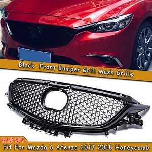Gloss Black Front Upper Bumper Mesh Grille For Mazda 6 Atenza 2017 2018 ANN - Picture 1 of 9