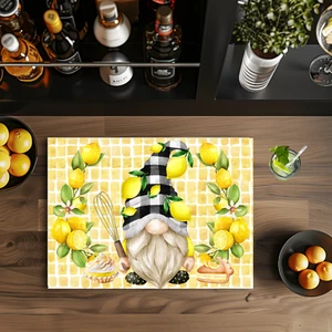 Lemon Gnome, 11x8" Tempered Glass Cutting Board, Sublimated, (cut45) - Picture 1 of 1