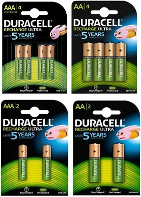 Duracell Recharge Ultra Akkus Accus AAA Micro 900 mAh und AA Mignon 2500 mAh - Bild 1 von 4