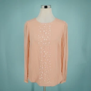 Boden Size 6 Peach Sequin Detail Crew Scoop Neck Long Sleeve Top Blouse - Picture 1 of 7