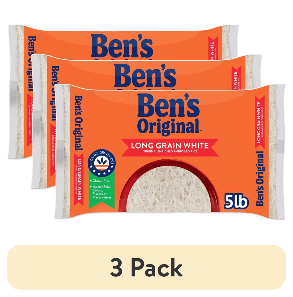 BEN'S ORIGINAL Enriched Long Grain White Rice Parboiled Rice 5 LB Bag