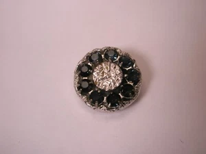 5/8" Blue Rhinestones & Silver Tone Vintage SWANK Tie Tack Lapel Pin r112 - Picture 1 of 8