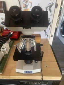 OMAX Double layer Binocular Compound Microscope    +AmScope 100 Prepared Biology - Picture 1 of 5