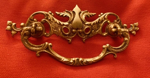 Antique ornate Hardware Brass French Provincial Victorian Drawer Pull 3"centers Cover