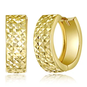 Wellingsale 14k Yellow Gold 5mm Huggies Hoop Earrings (15mm Diameter) - Picture 1 of 7