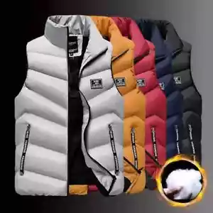 Winter Warm Men's Jacket Sleeveless Zipper Vest Solid Casual Vests Male. - Picture 1 of 24