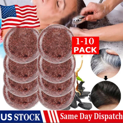 10x Organic Grey Reverse Shampoo Bar -Essence Hair Beard Darkening Shampoo Soap - Image 1 of 4
