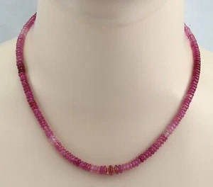 Saphir Kette -  Rosa Saphir Rondelle im Farbmuster in 46 cm Länge - Imagen 1 de 2