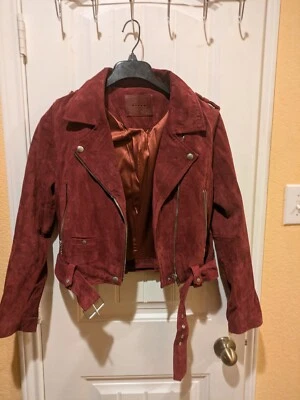BlankNYC 100% Suede Asymmetrical Zip Moto Jacket Dark Plum Women's Size M - Image 1 of 4