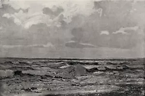 Interessanter Algernon Talmage antiker Druck "Sturm über Wasser" gerahmt signiert COA - Bild 1 von 2
