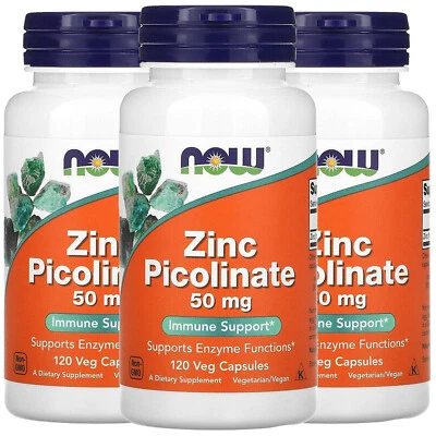 Now Foods Picolinato de Zinc, 50 mg, 120 Cápsulas Vegetales, Paquete de 3 Foto 1 de 4