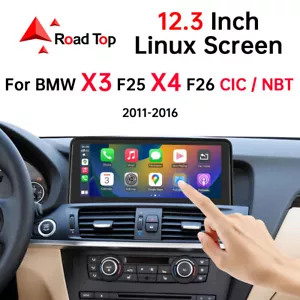 Touchscreen automatico Android 12,3" wireless CarPlay per BMW X3 X4 F25 F26 NBT CIC RT - Foto 1 di 14